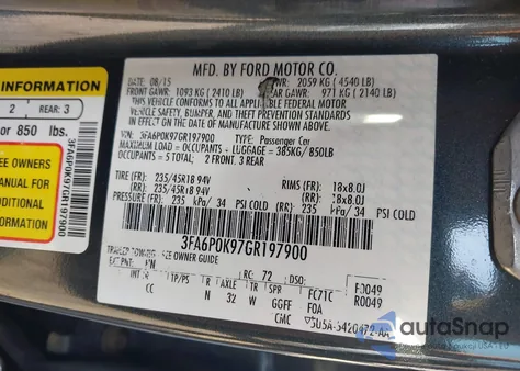 2016 Ford Fusion Titanium from USA, damaged, VIN 3FA6P0K97GR197900